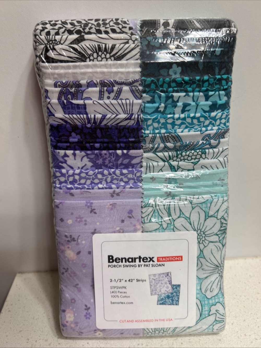 Benartex Porch Swing Cotton Quilt Strip 40 
Pack - Purple & Teal